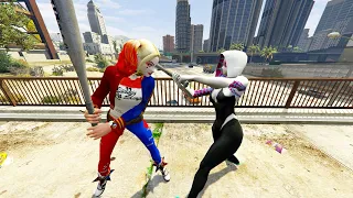 GTA V - Ragdolls And Fails Compilation V.46 ( Spider Gwen Vs Harley Quinn / Epic Ragdolls )