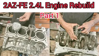 2AZ-FE 2.4L Short Block Rebuild || Crankshaft Bearings And Piston Rings Installation Of Toyota RAV4