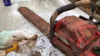 Restoration  old  rusty  gasoline  ChainSaw    Restoring 2 Stroke Petrol Chain Saw