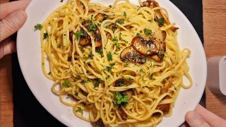 Spaghetti with mushrooms recipe #spaghetti