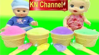 TÌM ĐỒ CHƠI BẤT NGỜ TRONG 4 LY KEM CÙNG BÚP BÊ BABY ALIVE DOLL | CON SỨA MA THUẬT