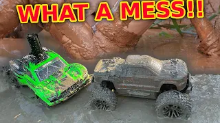 RC Cars play in the mud like pigs