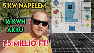 16 kWh Szigetüzemű Napelemes rendszer 1.5 millió Ft-ból Lítium akksival! - Lehetséges!