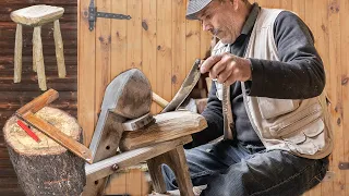 Old Style Carpenter Makes Oak Stool With Hand Tools