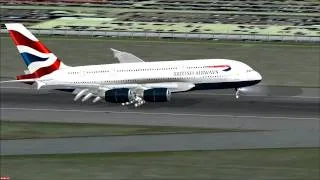 FSX WILCO British Airways A380 landing at Heathrow 09L (1080p)