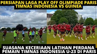 KECERIAAN LATIHAN PERDANA TIMNAS INDONESIA DI PARIS. SUASANA TRAINING TIMNAS, FULL FOKUS VS GUINEA