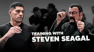 STEVEN SEAGAL teaches ALEX PEREIRA techniques to use in MMA fights