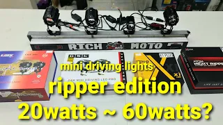 mini driving light comparison ( lazx v6, x1 plus, ripper plus, dsk ripper)