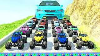 HT Gameplay Official - Big Car vs Monster Truck Portal Jump - Random Vehicles Total Destruction Fail