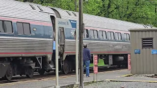 Amtrak #117 leads the westbound Pennsylvanian at Lewistown, PA (04/19/2024)