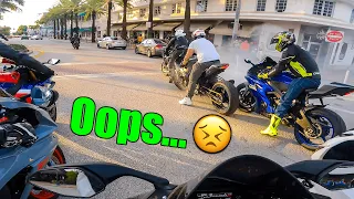 Here's Why Sportbikes Cant Ride The Miami Strip 🤦‍♂️ | R1M, BMW S1000rr, CBR 1000rrr, Kawasaki ZX10r