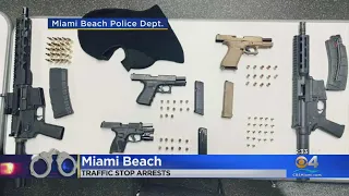 Three Arrested After Arsenal Of Weapons Found In Vehicle During Miami Beach Traffic Stop