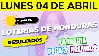 Sorteo 3PM Loto Honduras, La Diaria, Pega 3, Premia 2, Lunes 4 de Abril del 2022 | Ganador 😱🤑💰💵