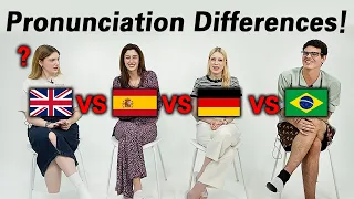 Compare the Word Pronunciation in 4 languages!! (UK, Spain, Germany, Brazil)