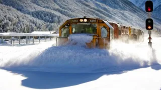 Most Awesome Trains Moving Through Snow Compilation