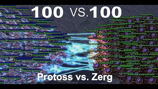 Massive starcraft 2 battles: Protoss vs. zerg 100 vs. 100