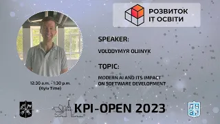 Modern AI and its impact on software development. Webinar at KPI-OPEN 2023.