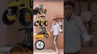 Rotating bike wheel to jcb, tractor, roller & bulldozer - funny vfx magic 😄#shorts #shortsvideo