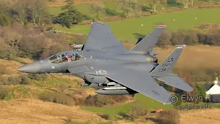 Four F-15 Eagles Low Level in the Mach Loop