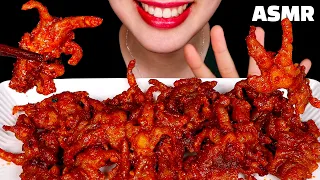 SUB) ASMR 오돌뼈가 씹히는 숯불 닭발 먹방! SPICY FIRED CHICKEN FEET WITH CRUNCHY BONES MUKBANG! EATING SOUNDS