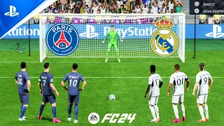 FC 24 | Ronaldo Messi Neymar vs Mbappe Haaland Vinicius | PSG v Real Madrid | Penalty Shootout - PS5