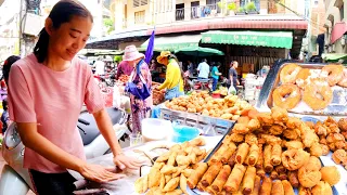 Amazing Skills! Making Donuts, Youtiao, Cooking Fried Noodles, & More - Cambodian Street Food