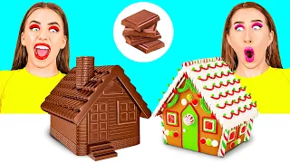 Челендж. Шоколадна їжа vs. Справжня їжа | Їмо тільки солодощі 24 години від HAHANOM Challenge