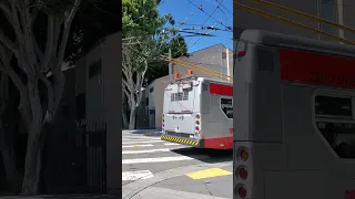 San Francisco MUNI trolleybus poles de-wiring