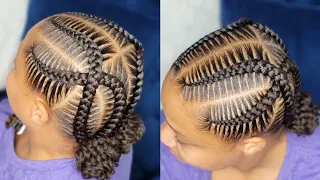 Criss cross braids with butterfly 🦋 buns/ Stitch braids