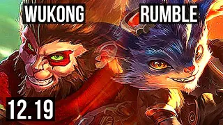 WUKONG vs RUMBLE (TOP) | 8/0/1, 1.2M mastery, Legendary | KR Master | 12.19