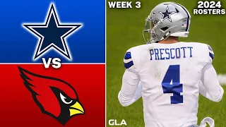 Cowboys vs. Cardinals Simulation | Week 3 | Madden 24 Rosters PS5