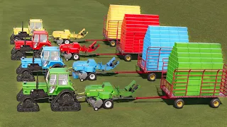 LORD OF WRAPPER! SMALL HAY BALING WITH EXTRACTOR BALER & AUTO LOADER and CRAWLER TRACTORS! FS19