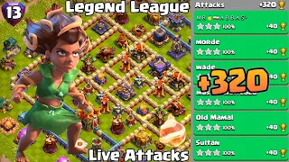 Th16 Legend League Attacks Strategy! +320 Mar Day 13 || Clash Of Clans