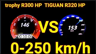 VW Tiguan R 320 hp vs Renault Megane RS Trophy R 300 hp  DRAG RACE Acceleration 0 250 km/h