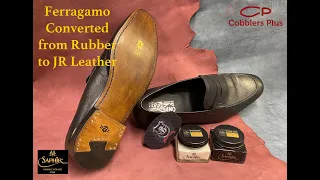 Ferragamo Loafers converted from a Molded Rubber Soles to Blake Stitched  JR Leather Full Soles