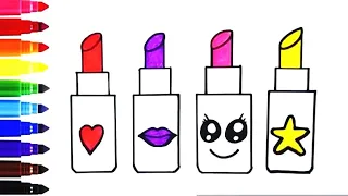 Lipstick 💄💋Drawing, Painting and Coloring for Kids & Toddlers | Easy Step by Step Guide