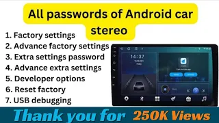 All passwords of Android Car stereo (Topway TS7)