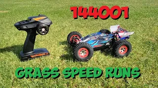 WLtoys 144001 Off Road Grass Speed Runs with Tyre Blow Out