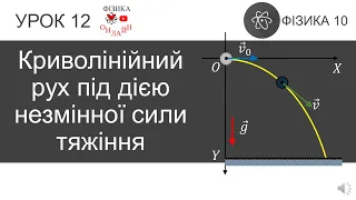 Фізика 10. Урок-презентація «Криволінійний рух під дією незмінної сили тяжіння» + 3 задачі