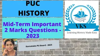 II PUC HISTORY; Mid-Term Important 2 Marks Questions 2023; Subject: II PU History;Karnataka PU Board