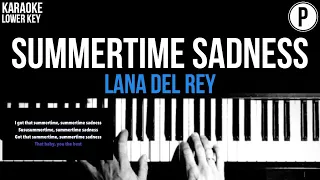 Lana Del Rey - Summertime Sadness Karaoke LOWER KEY Slower Acoustic Piano Instrumental Cover Lyrics