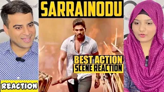 SARRAINODU Movie Best Action Scene | Allu Arjun Interval Fight Scene From SARRAINODU | Reaction!!!