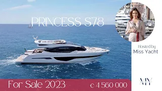 YACHT FOR SALE! Walk through of boat Princess S78/24mt available in the Mediterranean in 2023