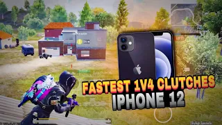 FASTEST 1V4 CLUTCHES 💥 IPHONE 12 SMOOTH + 60 FPS PUBG/BGMI TEST 2024 ⚡️ 5 FINGER GAMEPLAY