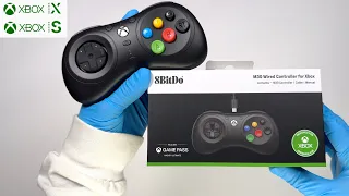 New 8Bitdo M30 Wired Controller for Xbox Series X|S, One, and Windows with 6-Button Layout