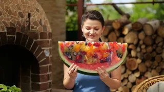 An unusual watermelon dessert will surprise your guests. a simple recipe.