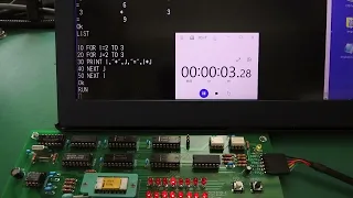 Grant Searle's BASIC running on 8080 emulator on Intel 4004 (LIST and simple loop)