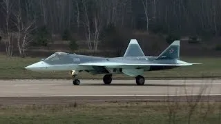 Sukhoi T-50-5 PAK FA Russian Stealth Aircraft arrives in Zhukovsky airport with new camo