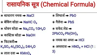 रासायनिक सूत्र (Chemical Formula) // Most important Gk questions #Worth_knowing