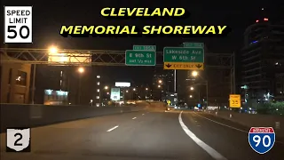 Cleveland Memorial Shoreway at Night (OH-2 & I-90 EB)